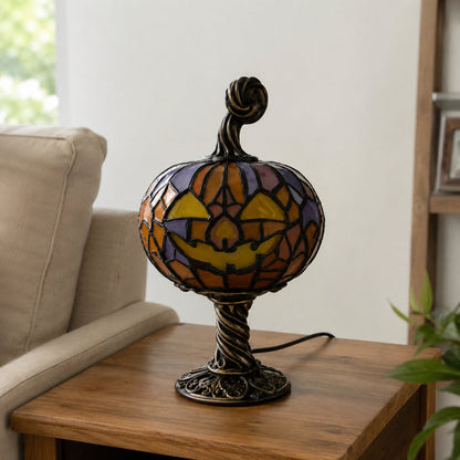 Stained-Glass Style Pumpkin Table Lamp — 13.8 in