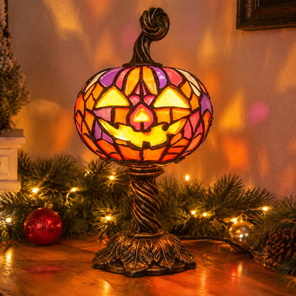 Stained-Glass Style Pumpkin Table Lamp — 13.8 in