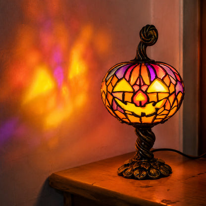 Stained-Glass Style Pumpkin Table Lamp — 13.8 in