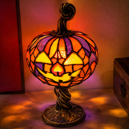 Stained-Glass Style Pumpkin Table Lamp — 13.8 in