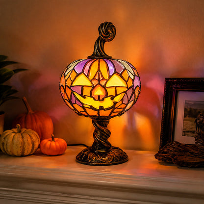 Stained-Glass Style Pumpkin Table Lamp — 13.8 in